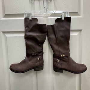 Arizona Jean Company Dark Brown Mid-Calf Heeled Riding Boots - Women